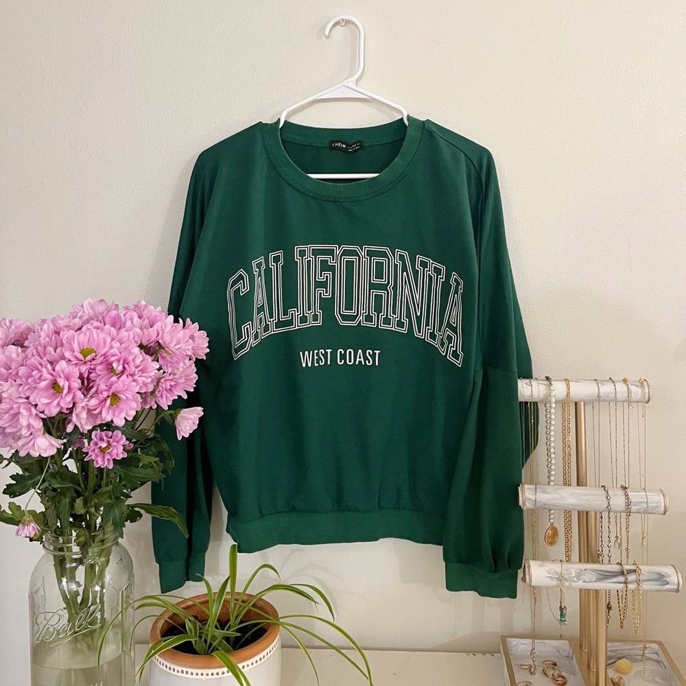 SHEIN green cali crew neck